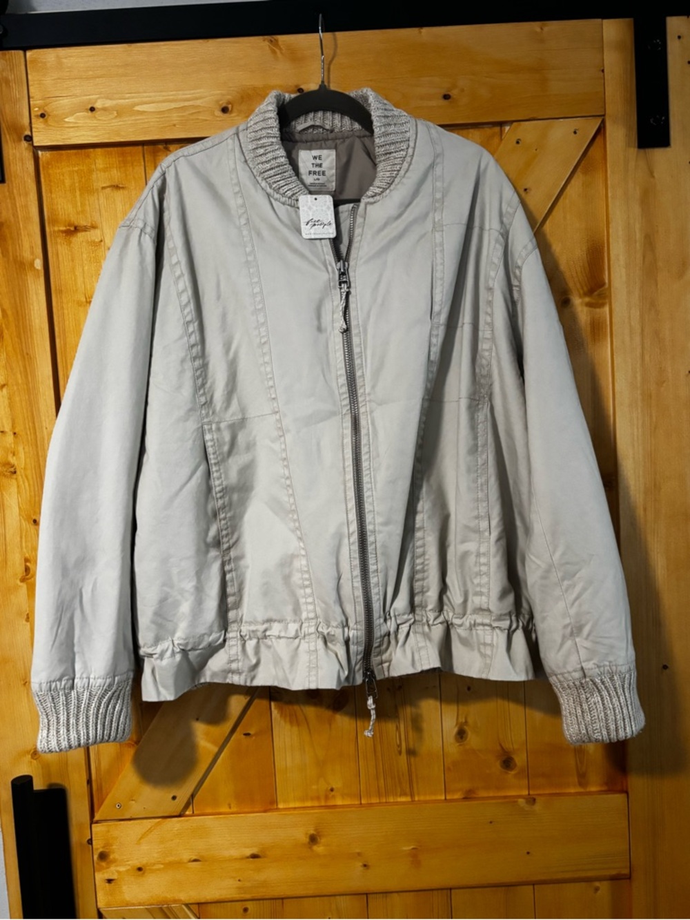 NWT Free People We The Free Jax Washed Bomber Jacket Almond Flour Large